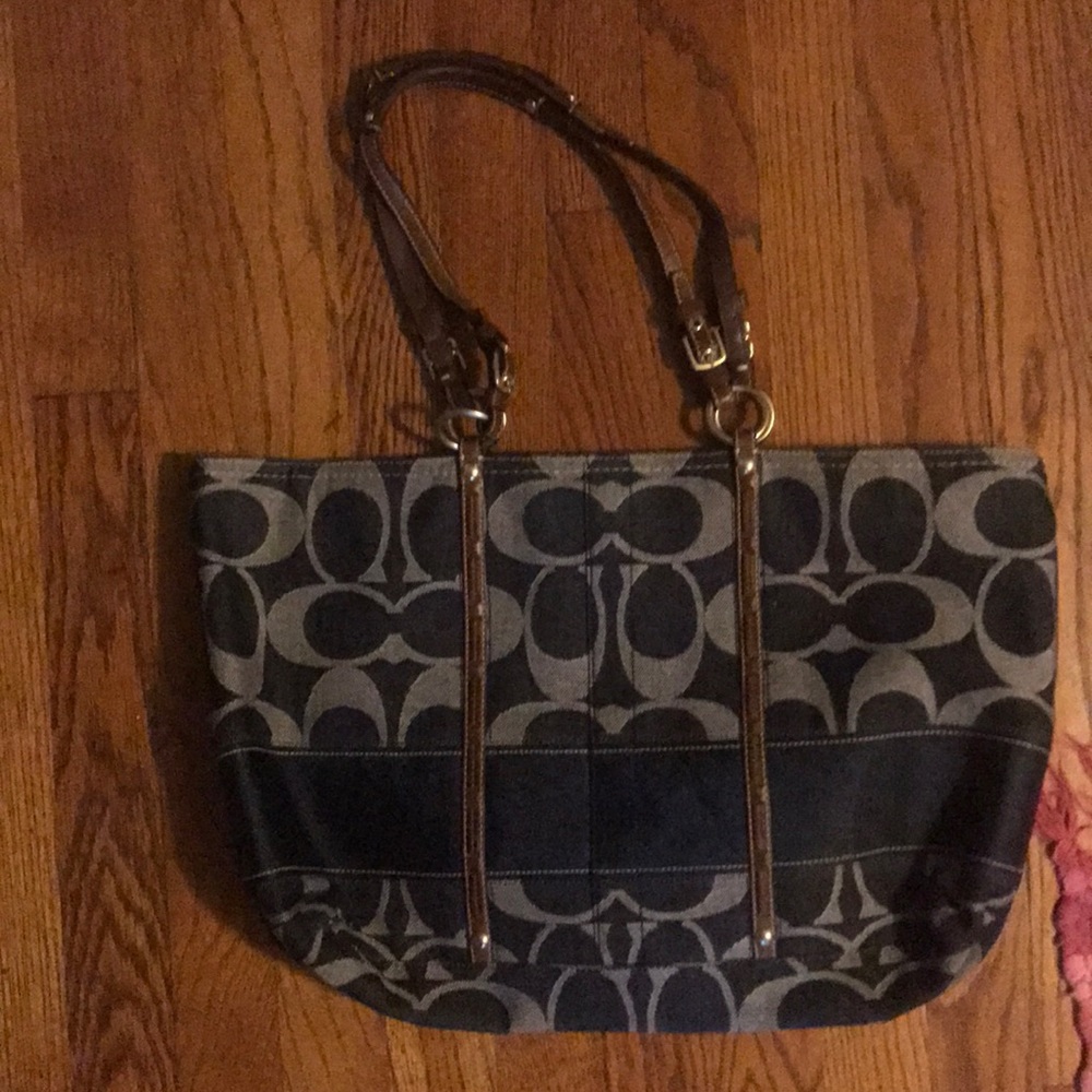 Denim coach tote bag